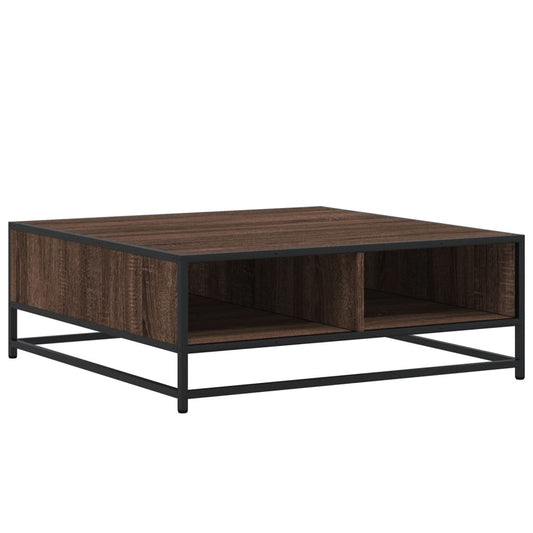 Coffee Table Brown Oak 80x80x30 cm Engineered Wood and Metal Coffee Table Brown Oak 80x80x30 cm Engineered Wood and Metal