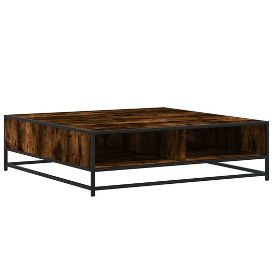 Coffee Table Smoked Oak 100x100x30 cm Engineered Wood and Metal Coffee Table Smoked Oak 100x100x30 cm Engineered Wood and Metal
