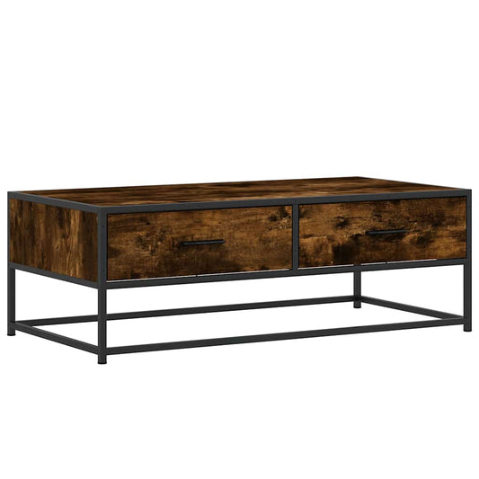 Coffee Table Smoked Oak 100x50x35 cm Engineered Wood and Metal Coffee Table Smoked Oak 100x50x35 cm Engineered Wood and Metal