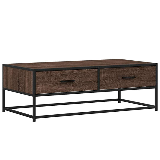 Coffee Table Brown Oak 100x50x35 cm Engineered Wood and Metal Coffee Table Brown Oak 100x50x35 cm Engineered Wood and Metal