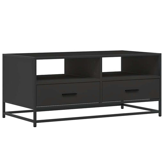 Coffee Table Black 100x50x45 cm Engineered Wood and Metal Coffee Table Black 100x50x45 cm Engineered Wood and Metal