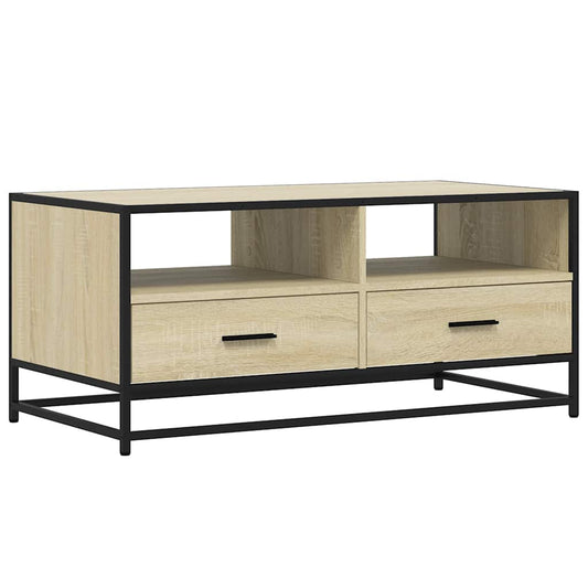 Coffee Table Sonoma Oak 100x50x45 cm Engineered Wood and Metal Coffee Table Sonoma Oak 100x50x45 cm Engineered Wood and Metal