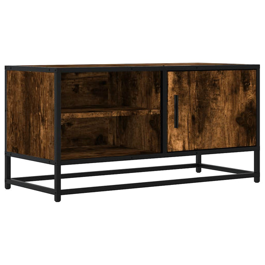 TV Cabinet Smoked Oak 80x34.5x40 cm Engineered Wood and Metal TV Cabinet Smoked Oak 80x34.5x40 cm Engineered Wood and Metal