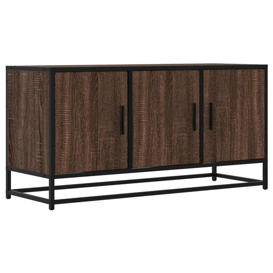 TV Cabinet Brown Oak 100x35x50 cm Engineered Wood and Metal TV Cabinet Brown Oak 100x35x50 cm Engineered Wood and Metal