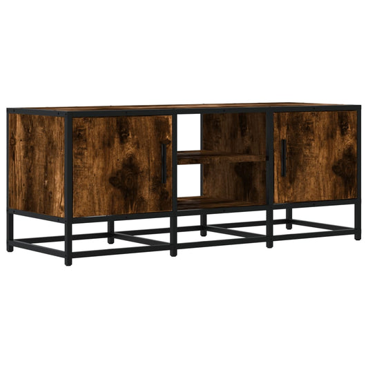 TV Cabinet Smoked Oak 100x35x41 cm Engineered Wood and Metal TV Cabinet Smoked Oak 100x35x41 cm Engineered Wood and Metal