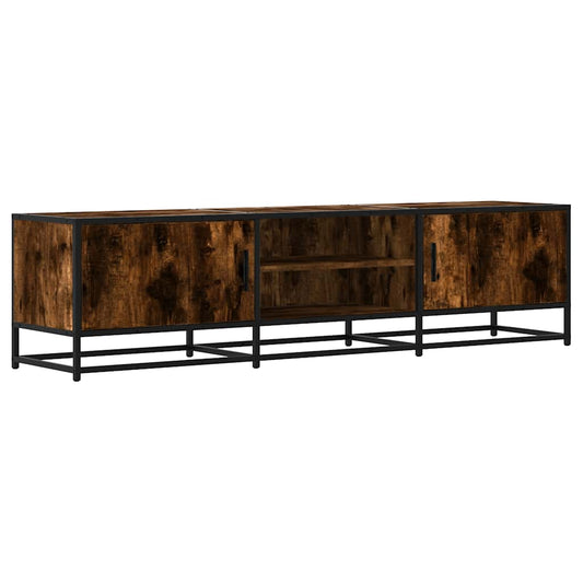 TV Cabinet Smoked Oak 160x35x41 cm Engineered Wood and Metal TV Cabinet Smoked Oak 160x35x41 cm Engineered Wood and Metal