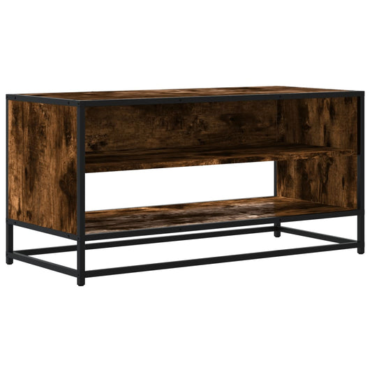TV Cabinet Smoked Oak 91x40x46 cm Engineered Wood and Metal TV Cabinet Smoked Oak 91x40x46 cm Engineered Wood and Metal