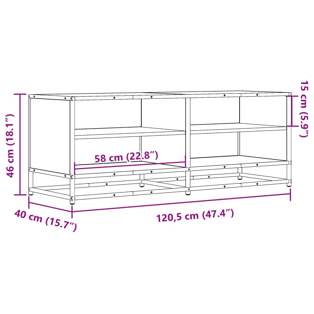 TV Cabinet Grey Sonoma 120,5x40x46 cm Engineered Wood and Metal