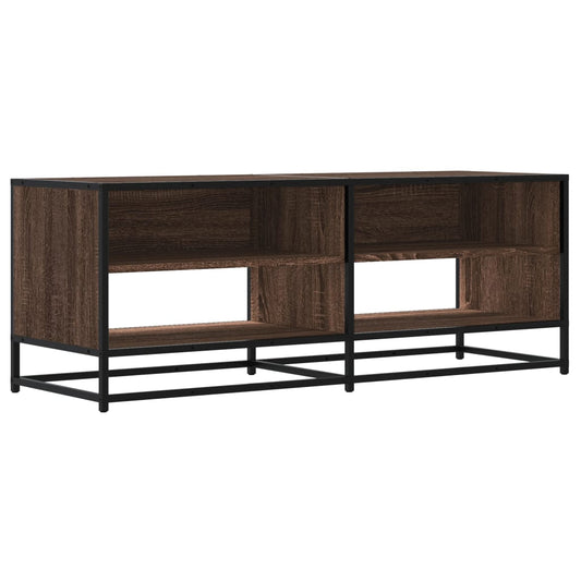 TV Cabinet Brown Oak 120.5x40x46 cm Engineered Wood and Metal TV Cabinet Brown Oak 120.5x40x46 cm Engineered Wood and Metal