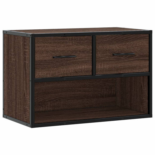 TV Cabinet Brown Oak 60x31x39.5 cm Engineered Wood and Metal TV Cabinet Brown Oak 60x31x39.5 cm Engineered Wood and Metal