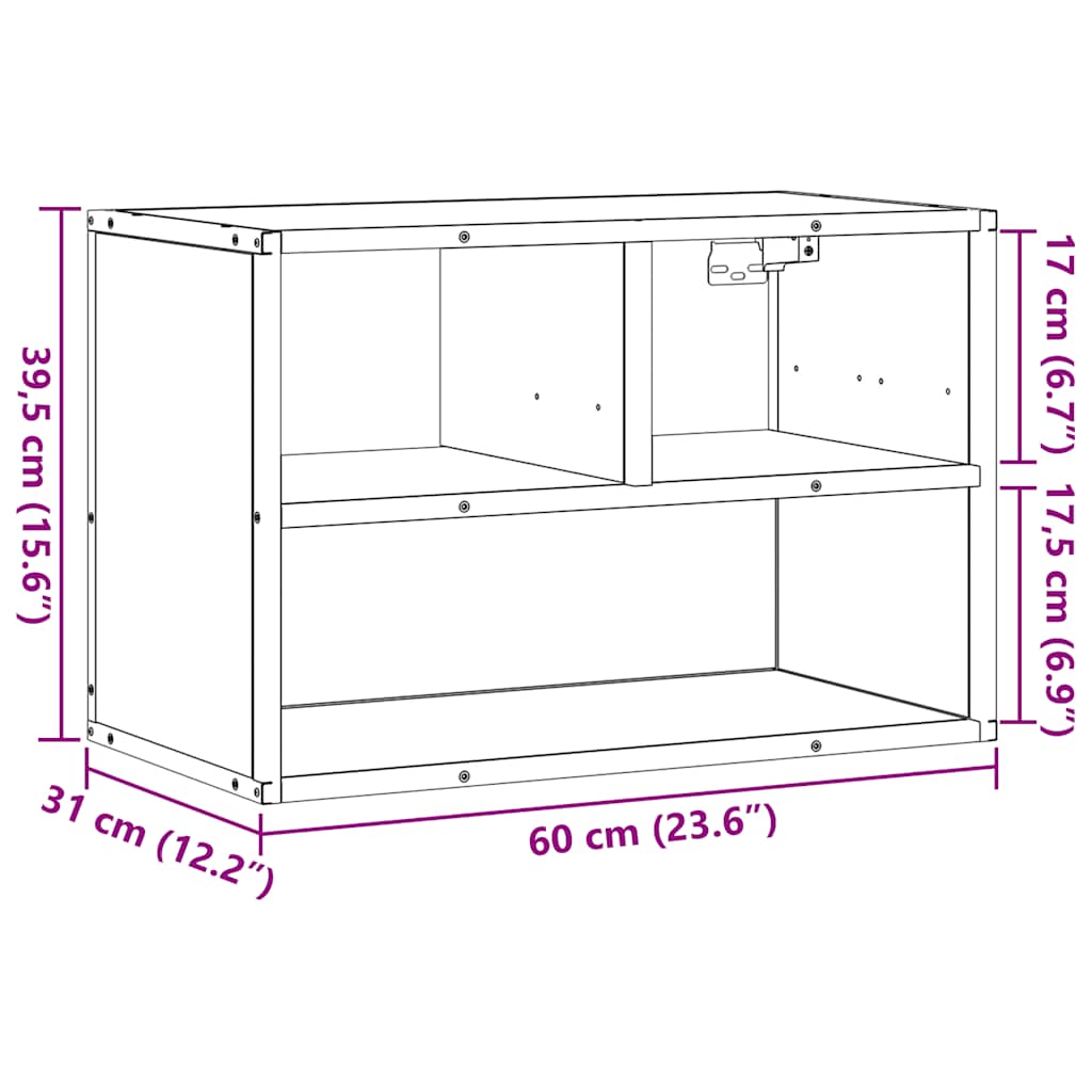 TV Cabinet Smoked Oak 60x31x39.5 cm Engineered Wood and Metal