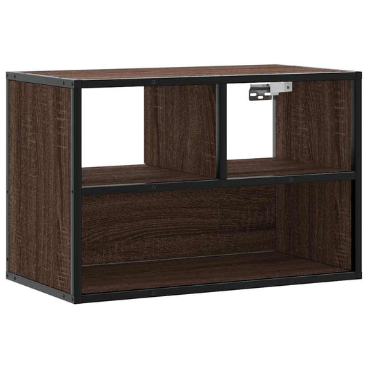 TV Cabinet Brown Oak 60x31x39.5 cm Engineered Wood and Metal TV Cabinet Brown Oak 60x31x39.5 cm Engineered Wood and Metal