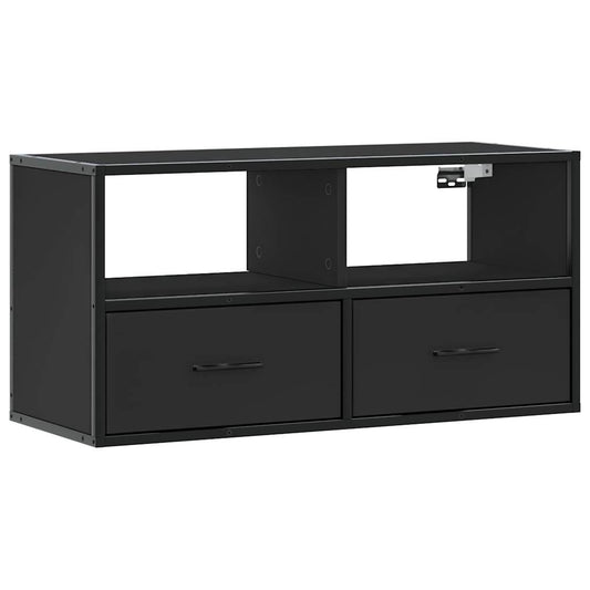 TV Cabinet Black 80x31x39.5 cm Engineered Wood and Metal TV Cabinet Black 80x31x39.5 cm Engineered Wood and Metal