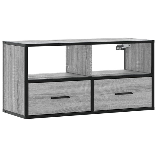 TV Cabinet Grey Sonoma 80x31x39.5 cm Engineered Wood and Metal TV Cabinet Grey Sonoma 80x31x39.5 cm Engineered Wood and Metal