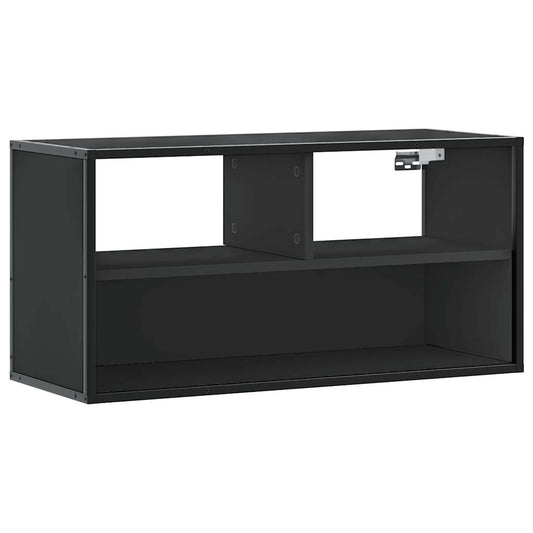 TV Cabinet Black 80x31x39.5 cm Engineered Wood and Metal TV Cabinet Black 80x31x39.5 cm Engineered Wood and Metal