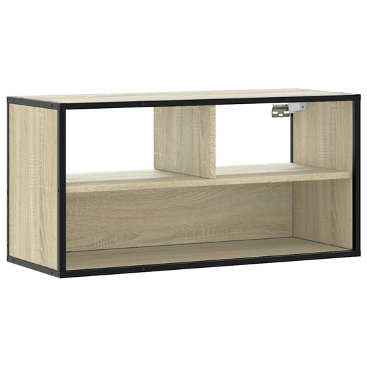 TV Cabinet Sonoma Oak 80x31x39.5 cm Engineered Wood and Metal TV Cabinet Sonoma Oak 80x31x39.5 cm Engineered Wood and Metal