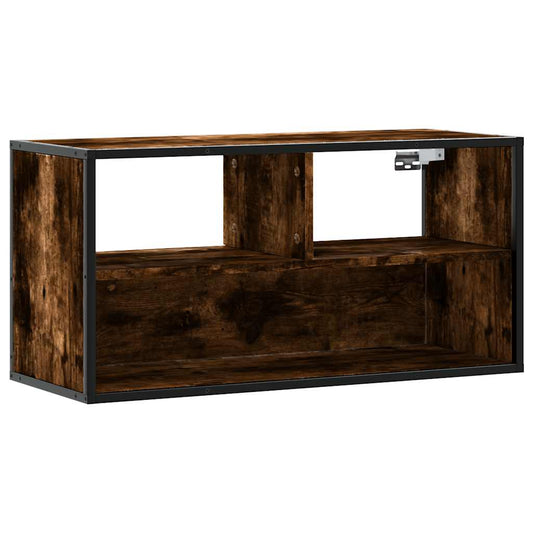 TV Cabinet Smoked Oak 80x31x39.5 cm Engineered Wood and Metal TV Cabinet Smoked Oak 80x31x39.5 cm Engineered Wood and Metal