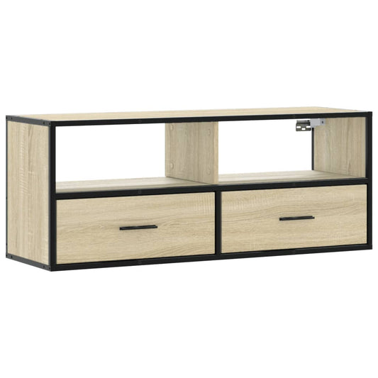 TV Cabinet Sonoma Oak 100x31x39.5 cm Engineered Wood and Metal TV Cabinet Sonoma Oak 100x31x39.5 cm Engineered Wood and Metal