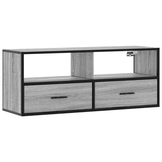 TV Cabinet Grey Sonoma 100x31x39.5 cm Engineered Wood and Metal TV Cabinet Grey Sonoma 100x31x39.5 cm Engineered Wood and Metal