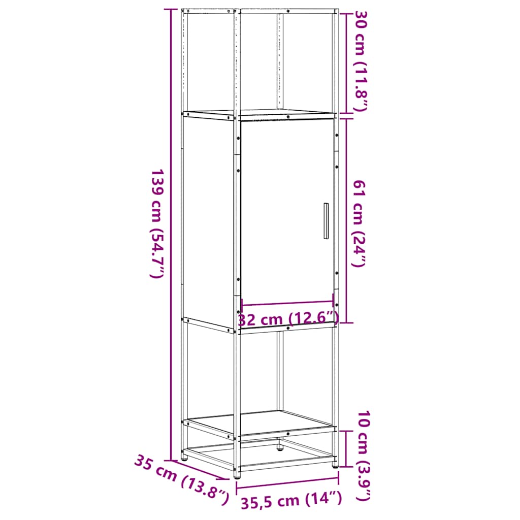 Highboard Grey Sonoma 35,5x35x139 cm Engineered Wood and Metal