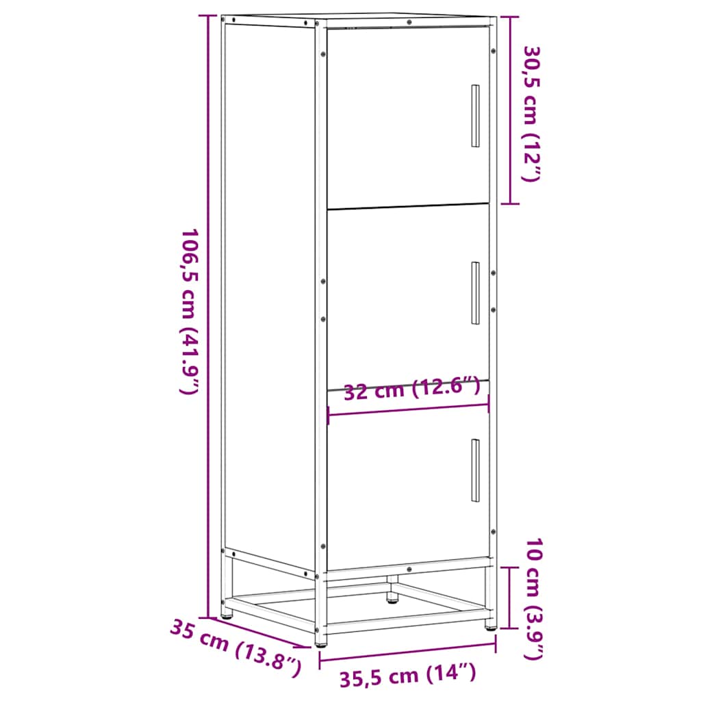 Highboard Sonoma Oak 35,5x35x106,5 cm Engineered Wood and Metal