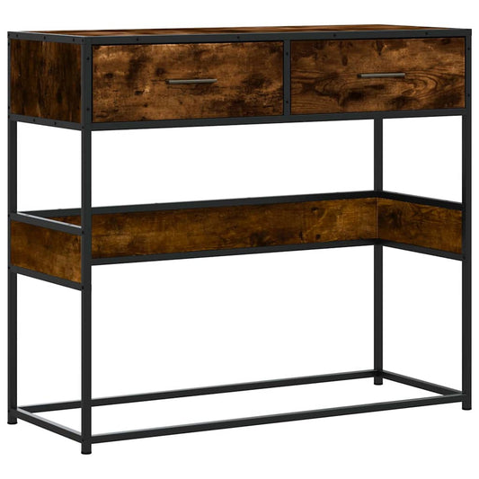 Console Table Smoked Oak 90x35x80 cm Engineered Wood Console Table Smoked Oak 90x35x80 cm Engineered Wood