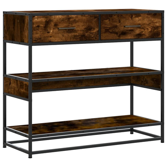 Console Table Smoked Oak 90x35x80 cm Engineered Wood Console Table Smoked Oak 90x35x80 cm Engineered Wood