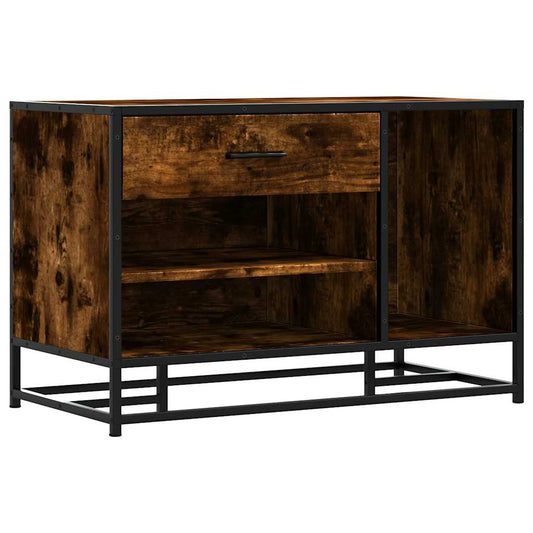 Shoe Bench Smoked Oak 80x40x53.5 cm Engineered Wood and Metal Shoe Bench Smoked Oak 80x40x53.5 cm Engineered Wood and Metal