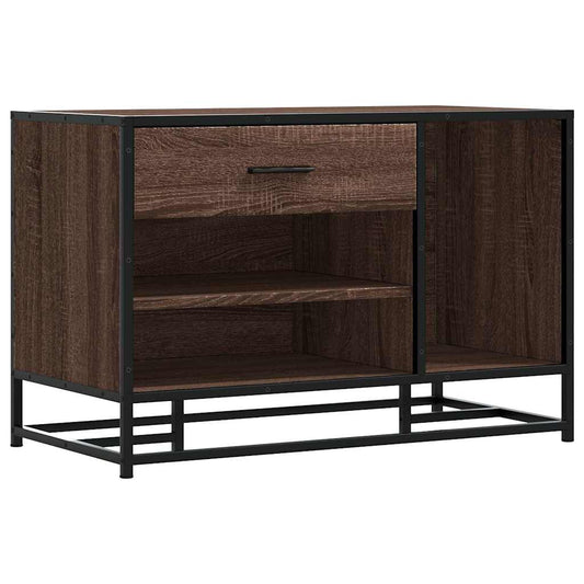 Shoe Bench Brown Oak 80x40x53.5 cm Engineered Wood and Metal Shoe Bench Brown Oak 80x40x53.5 cm Engineered Wood and Metal