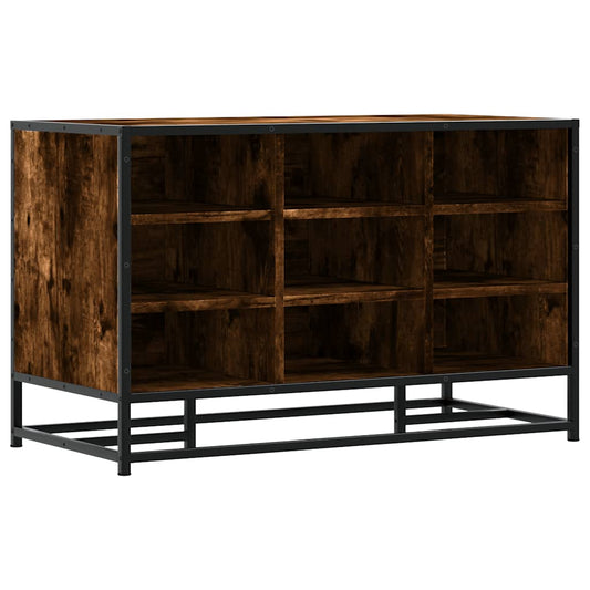 Shoe Bench Smoked Oak 84x40x53.5 cm Engineered Wood and Metal Shoe Bench Smoked Oak 84x40x53.5 cm Engineered Wood and Metal