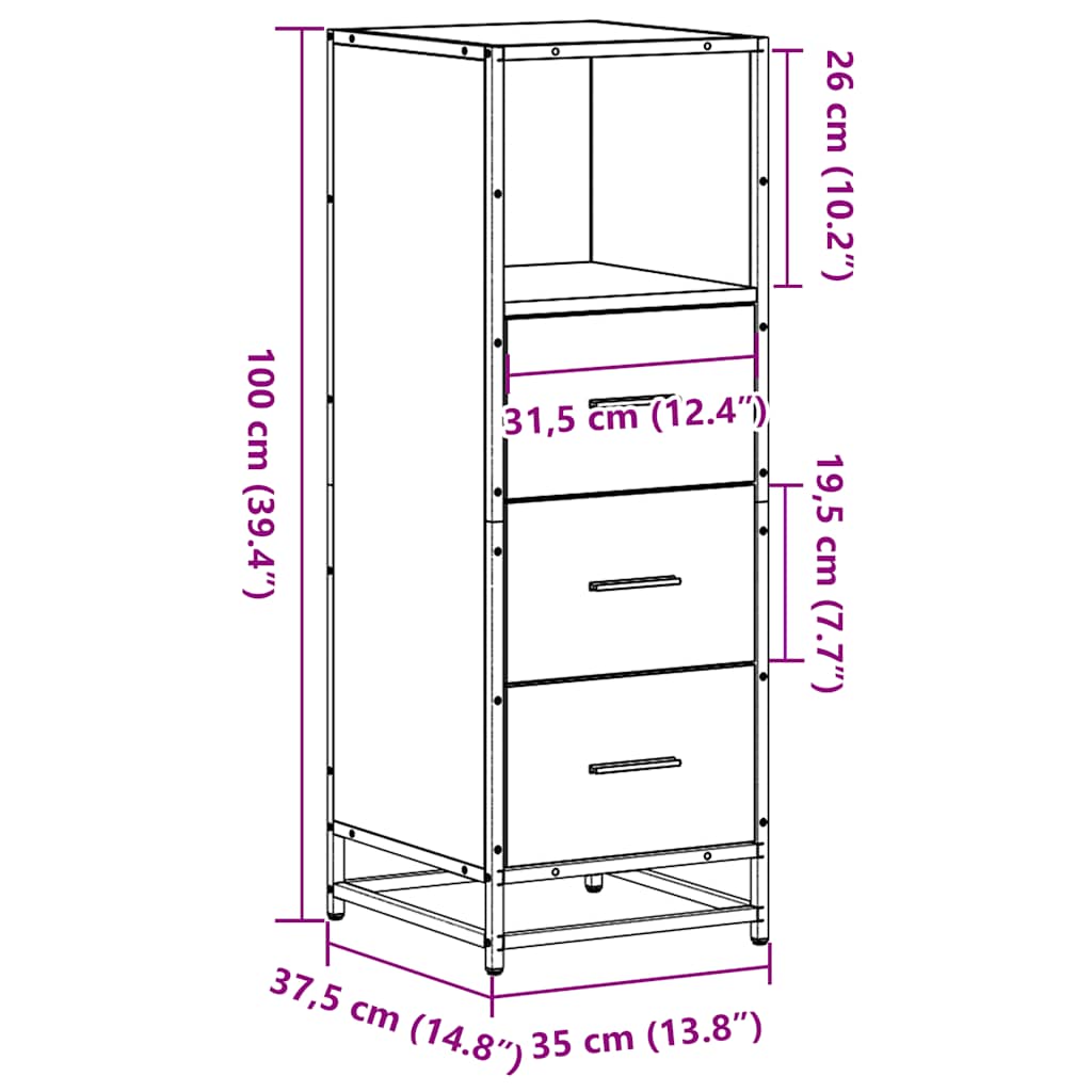 Bathroom Cabinet Sonoma Oak 35x37,5x100 cm Engineered Wood