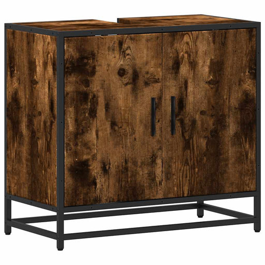 Bathroom Sink Cabinet Smoked Oak 65x33x60 cm Engineered Wood Bathroom Sink Cabinet Smoked Oak 65x33x60 cm Engineered Wood