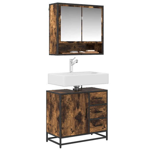 Bathroom Sink Cabinet Smoked Oak 65x33x60 cm Engineered Wood Bathroom Sink Cabinet Smoked Oak 65x33x60 cm Engineered Wood