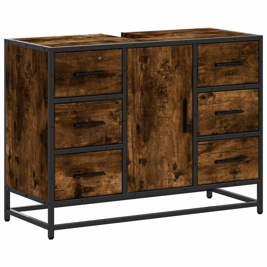 Bathroom Sink Cabinet Smoked Oak 80x33x60 cm Engineered Wood Bathroom Sink Cabinet Smoked Oak 80x33x60 cm Engineered Wood