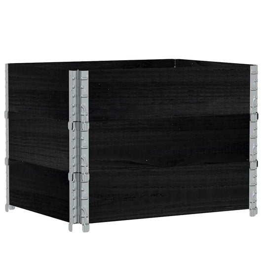 Pallet Collars 3 pcs Black 80x60 cm Solid Wood Pine Pallet Collars 3 pcs Black 80x60 cm Solid Wood Pine