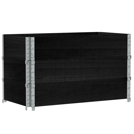Pallet Collars 3 pcs Black 100x50 cm Solid Wood Pine Pallet Collars 3 pcs Black 100x50 cm Solid Wood Pine