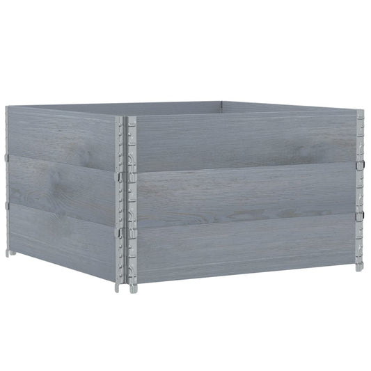 Pallet Collars 3 pcs Grey 100x100 cm Solid Wood Pine Pallet Collars 3 pcs Grey 100x100 cm Solid Wood Pine