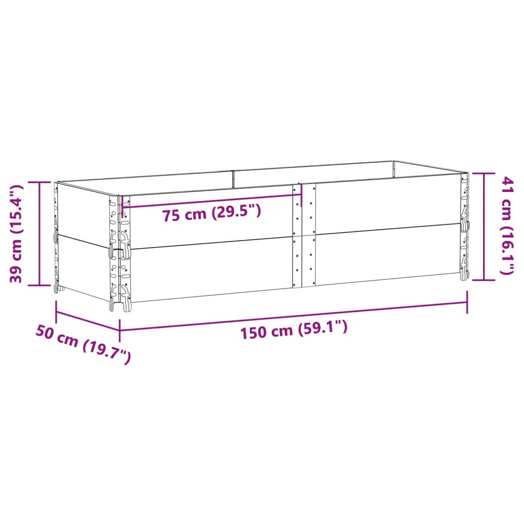 Garden Planter Brown 150x50 cm Solid Wood Pine