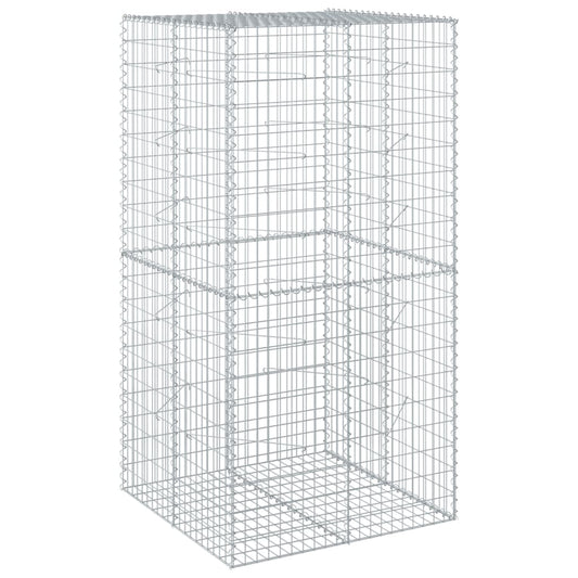 Gabion Basket with Cover 100x100x200 cm Galvanised Iron Gabion Basket with Cover 100x100x200 cm Galvanised Iron