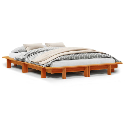 Bed Frame without Mattress Wax Brown 140x190 cm Solid Wood Pine Bed Frame without Mattress Wax Brown 140x190 cm Solid Wood Pine