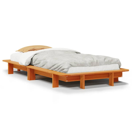 Bed Frame without Mattress Wax Brown 75x190 cm Solid Wood Pine Bed Frame without Mattress Wax Brown 75x190 cm Solid Wood Pine