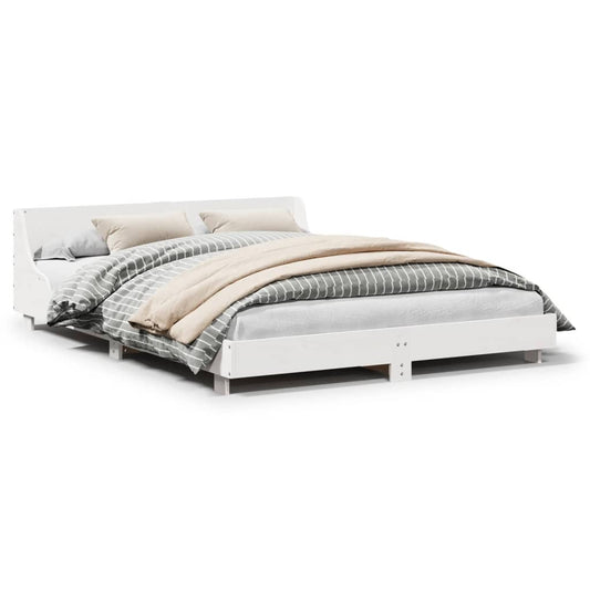 Bed Frame without Mattress White 150x200 cm King Size Solid Wood Pine Bed Frame without Mattress White 150x200 cm King Size Solid Wood Pine