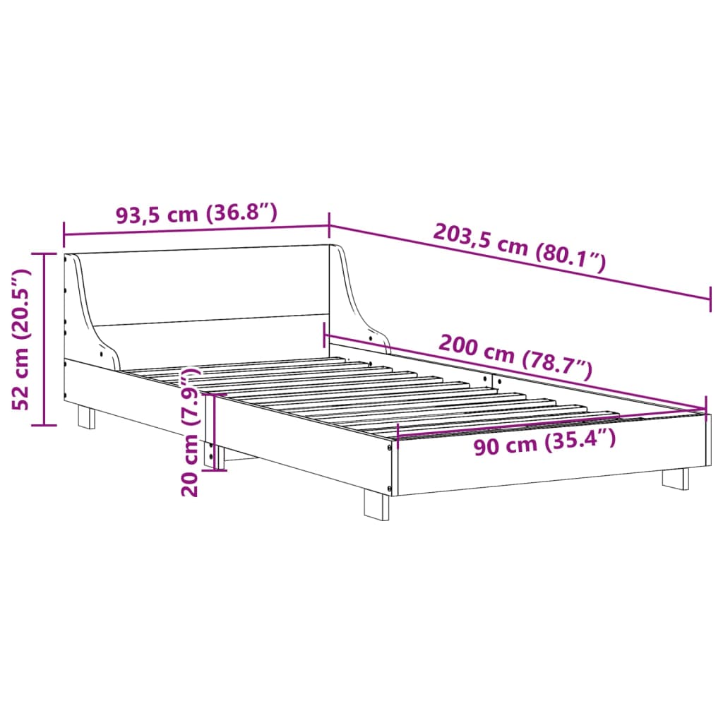 Bed Frame without Mattress White 90x200 cm Solid Wood Pine