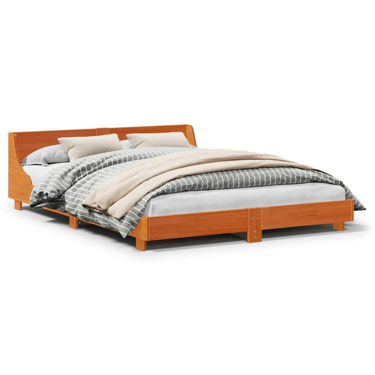 Bed Frame without Mattress Wax Brown 140x190 cm Solid Wood Pine Bed Frame without Mattress Wax Brown 140x190 cm Solid Wood Pine