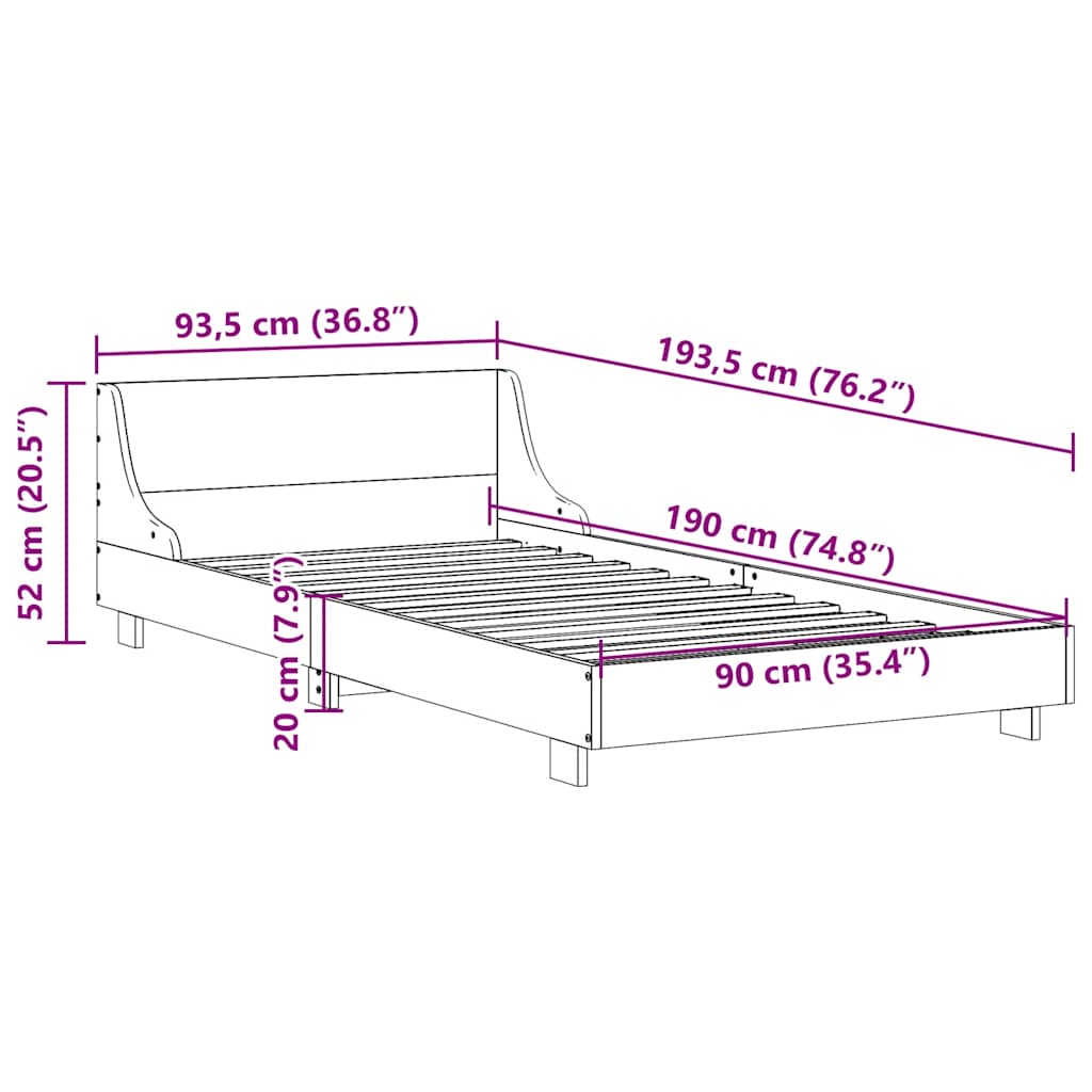 Bed Frame without Mattress Wax Brown 90x190 cm Single Solid Wood Pine