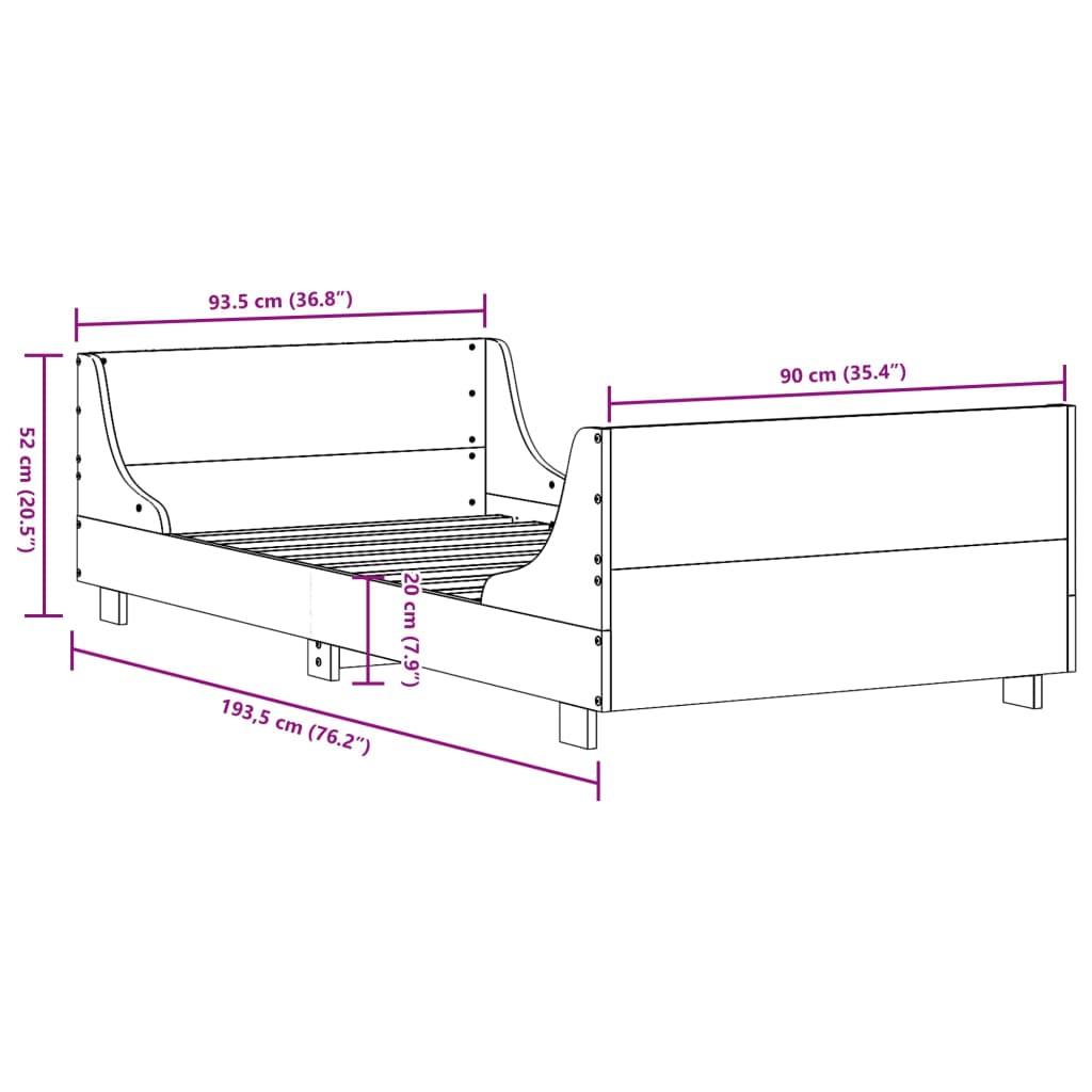 Bed Frame without Mattress Wax Brown 90x190 cm Solid Wood Pine