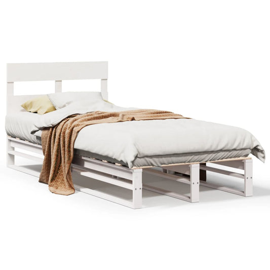 Bed Frame without Mattress White 75x190 cm Solid Wood Pine Bed Frame without Mattress White 75x190 cm Solid Wood Pine