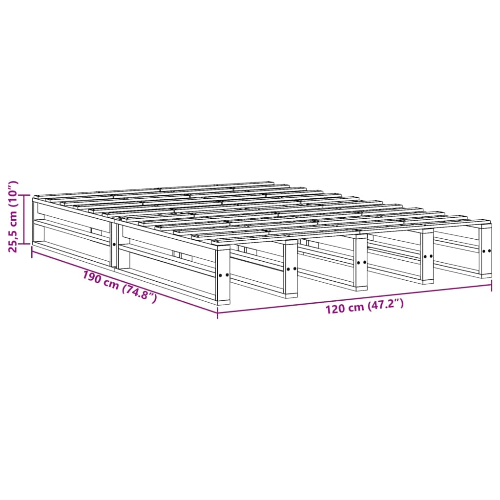 Bed Frame without Mattress White 120x190 cm Solid Wood Pine