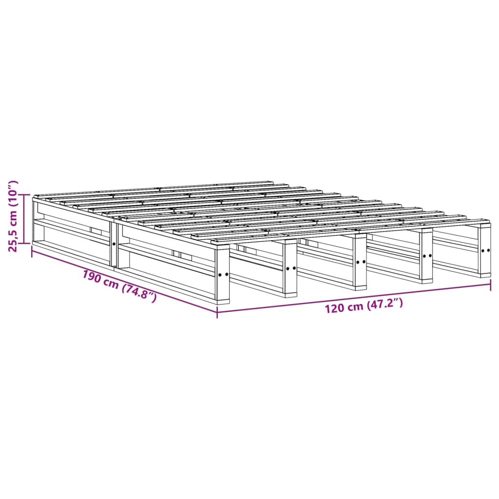 Bed Frame without Mattress Wax Brown 120x190 cm Solid Wood Pine
