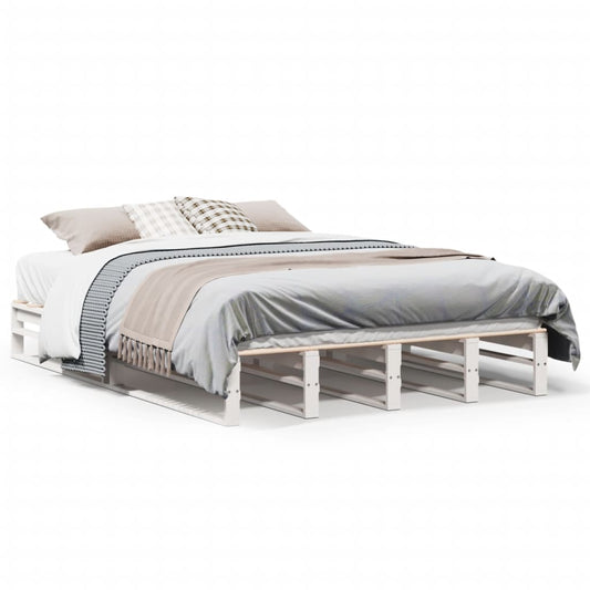Bed Frame without Mattress White 140x190 cm Solid Wood Pine Bed Frame without Mattress White 140x190 cm Solid Wood Pine